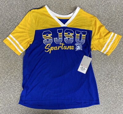 SJSU San Jose State Spartans Colosseum SS Oval Mixed Media  V Neck Shirt Women M
