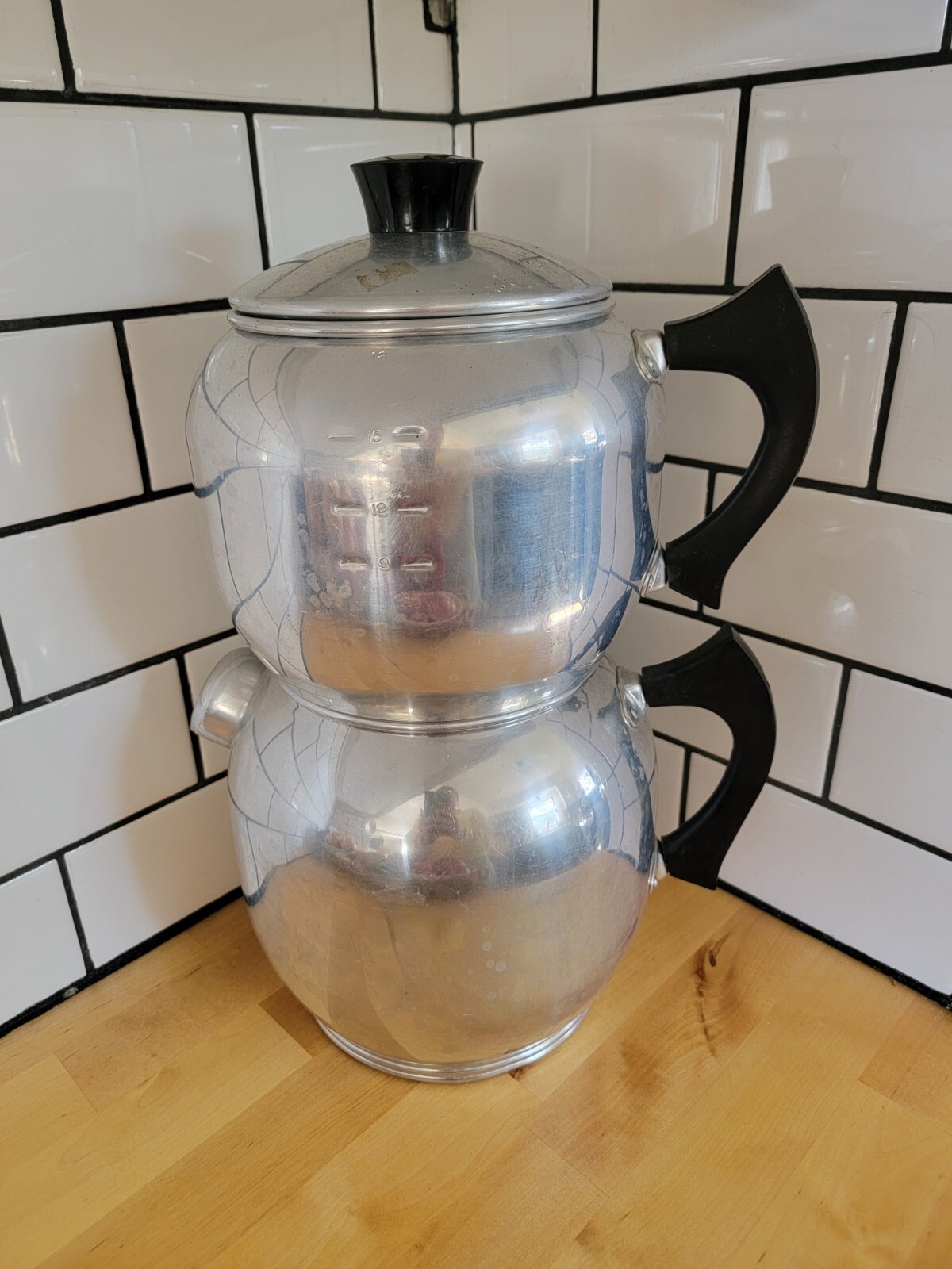 VINTAGE WEST BEND Aluminum KwikDrip 15cup Stove Top Percolator Coffee