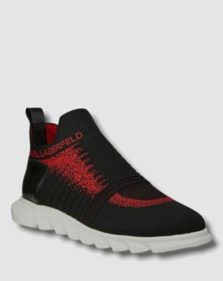 $225 Karl Lagerfeld Men's Black Knit Slip-On Sock Sneakers Shoes