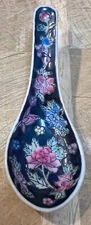 One (1)  Miniature 3 1/2” Chinese Soup Spoon Porcelain Beautiful Pattern