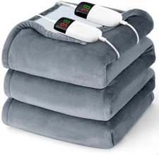 Heated Electric Blanket Queen Size Dual Control 10 Heat