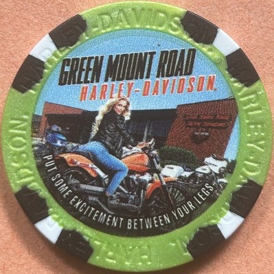 Harley Davidson Wide Print Poker Chip Green Mount Road HD in Ofallon, Illinois