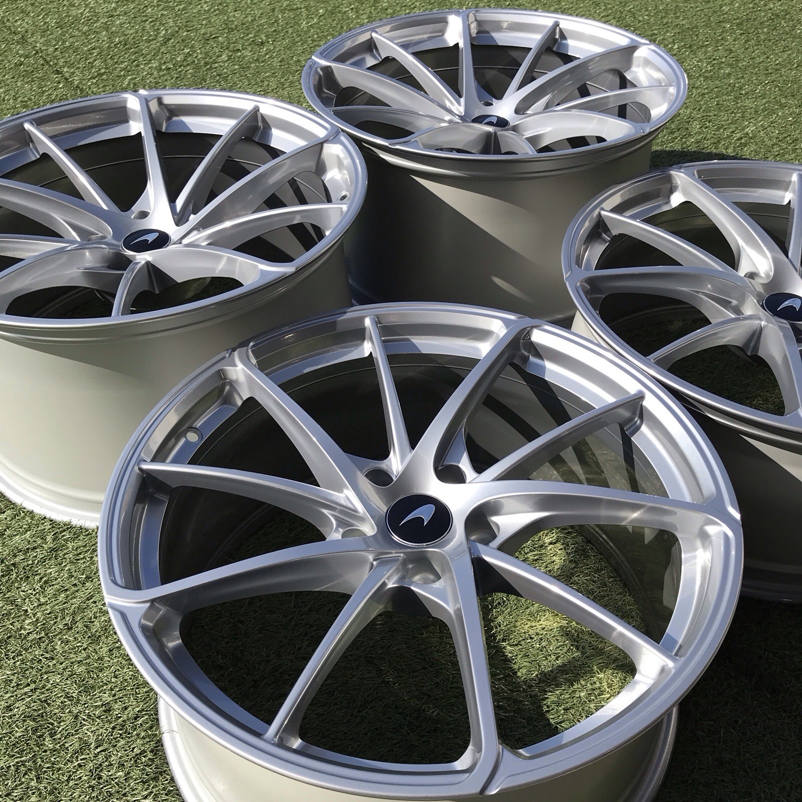 19 20 MCLAREN 750S RIMS OEM GENUINE STOCK SET 4 SILVER 720S