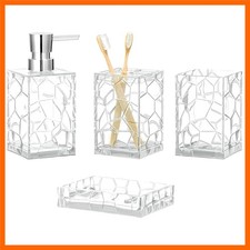 Bathroom Accessories Set 4 PCS Acrylic Countertop Set with Soap Dispenser,Too...