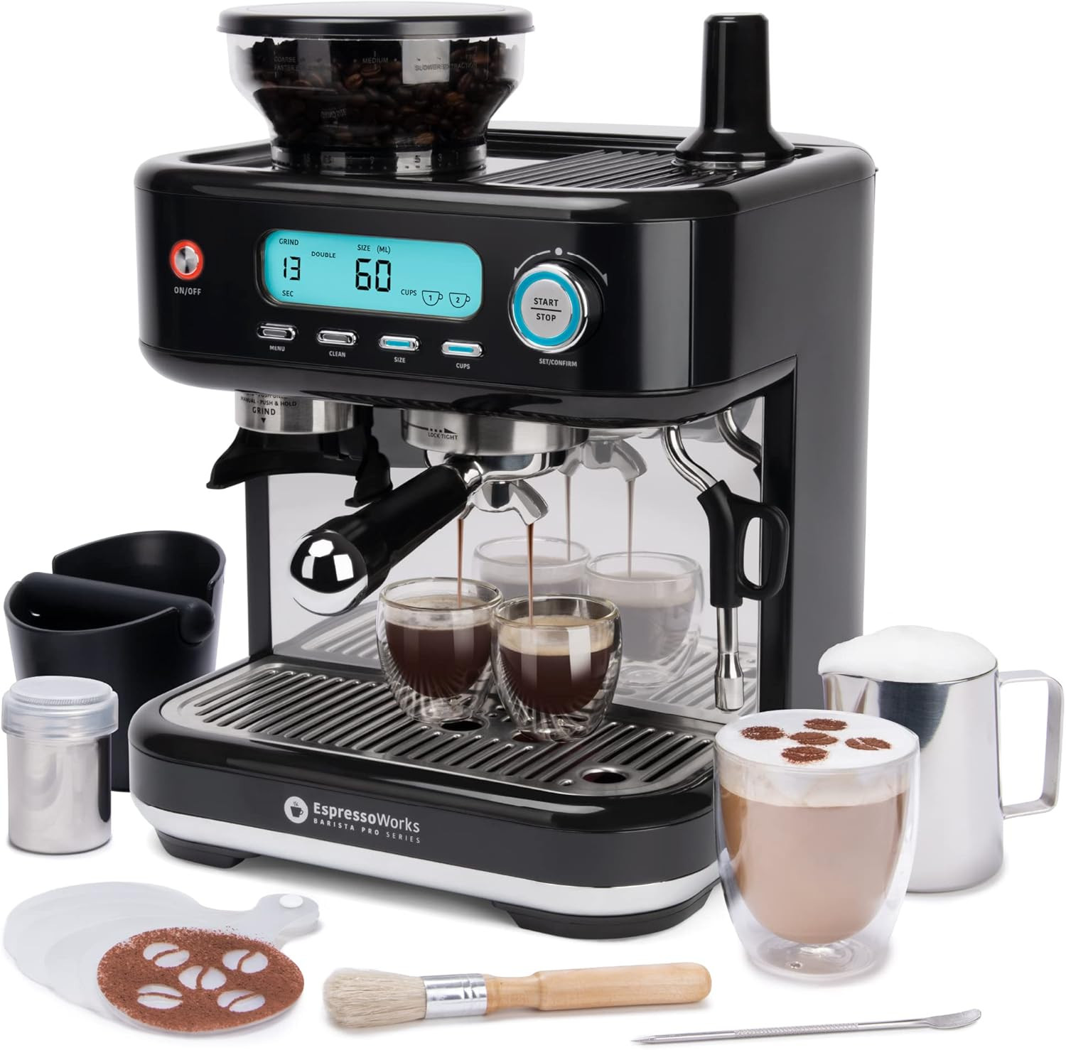 O Machine With Grinder, Steamer And Lcd Display - Read
