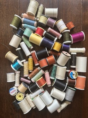 NEW & USED SEWING THREAD LOT- 68 Spools-DMC, Dual Duty,Mettler -Poly, Cotton VTG