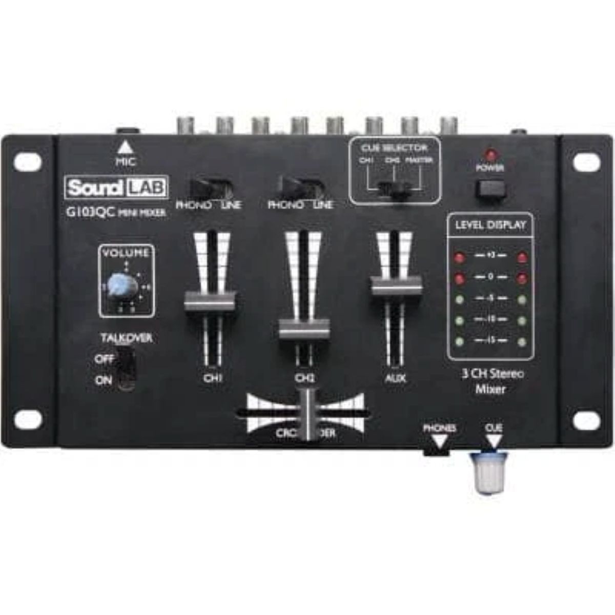 SoundLAB 4-Channel Mini Mixer Crossfade Line Mic Inputs Headphone Out DJ PA Live