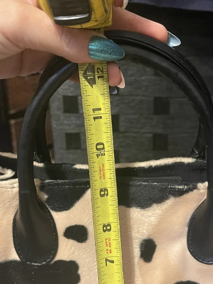 Cartera de cuero gamuza vintage Spiegel para mujer cadena con cuentas estampado de piel de vaca nueva Foto 3 de 4