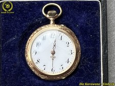 Jugendstil AH 585er Gold Damen Taschenuhr Handaufzug Vintage + Boxuhr ca.20,06g.