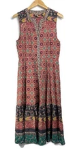 Kachel Umbria Dress 100% Silk Boho Midi Sleeveless Anthropologie Women's Size 10