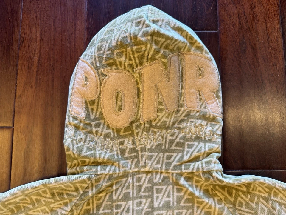 BAPE Sudadera con Capucha Para Hombres XL Verde A Bathing Ape Ropa de Calle Y2K Estampado Completo Cremallera Foto 4 de 4