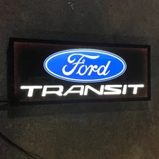 FORD TRANSIT BADGE EMBLEM LED ILLUMINATED LIGHT UP GARAGE SIGN CUSTOM SPORT