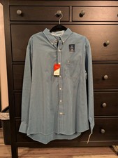 IZOD THE ADVANTAGE Men's Long Sleeve Button Front Shirt Size - L Powder Blue NWT