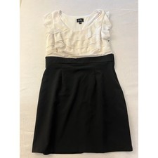 By & By Women Colorblock Ruffle Cocktail Dress Black Cream Size 13 Flutter