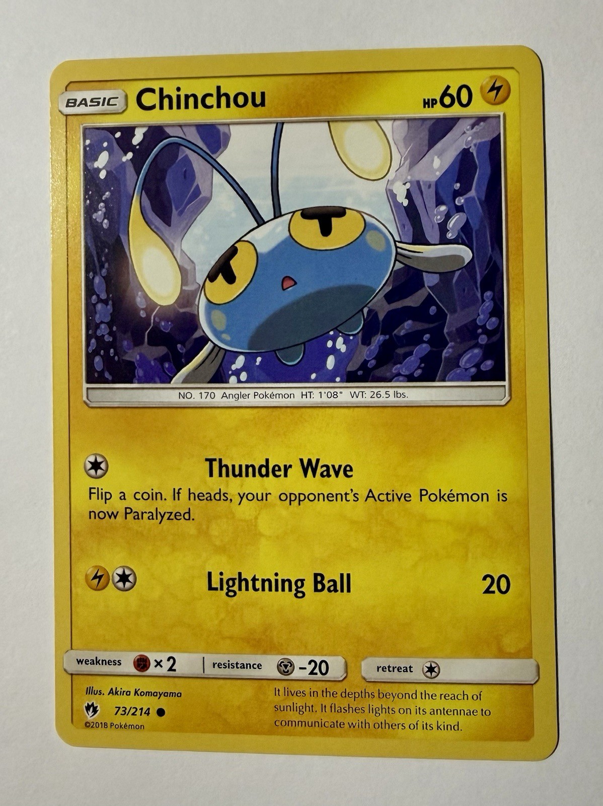 Chinchou - 73/214 - Common - Lightly Played - Lost Thunder Pokemon