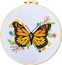 Butterfly Embroidery Kit for Beginners    Complete Starter Kit with Hoop, Thre