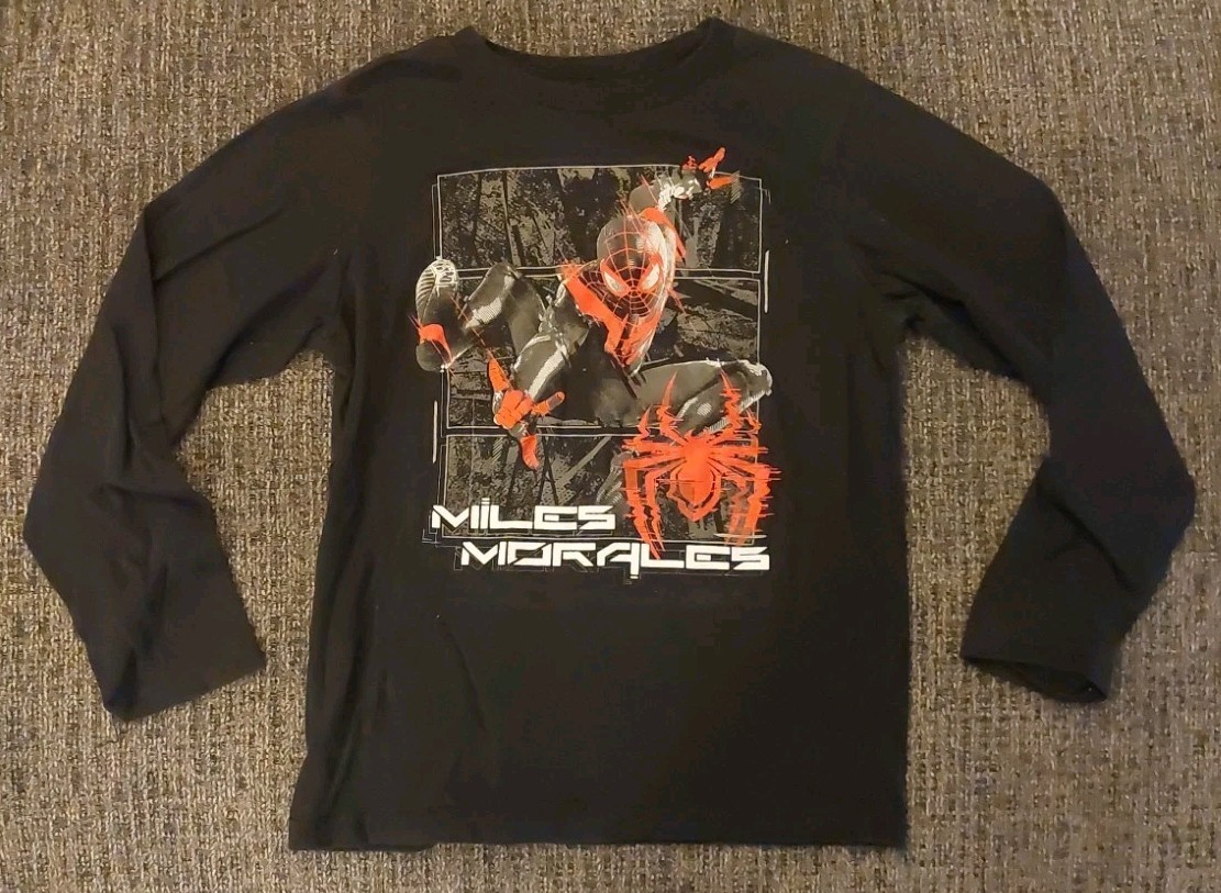 Marvel Spider Man Miles Morales Boys SIZE SMALL Black Long Sleeve Tee T-Shirt