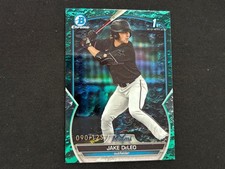 Jake Deleo 2023 Bowman Chrome 1st Aqua Lunar Refractor RC Marlins 90/125 E97