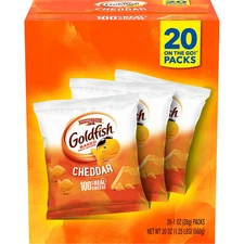 Cheddar Cheese Crackers, Baked Snack Crackers, 1 Oz Snack Packs, 20 Count Box