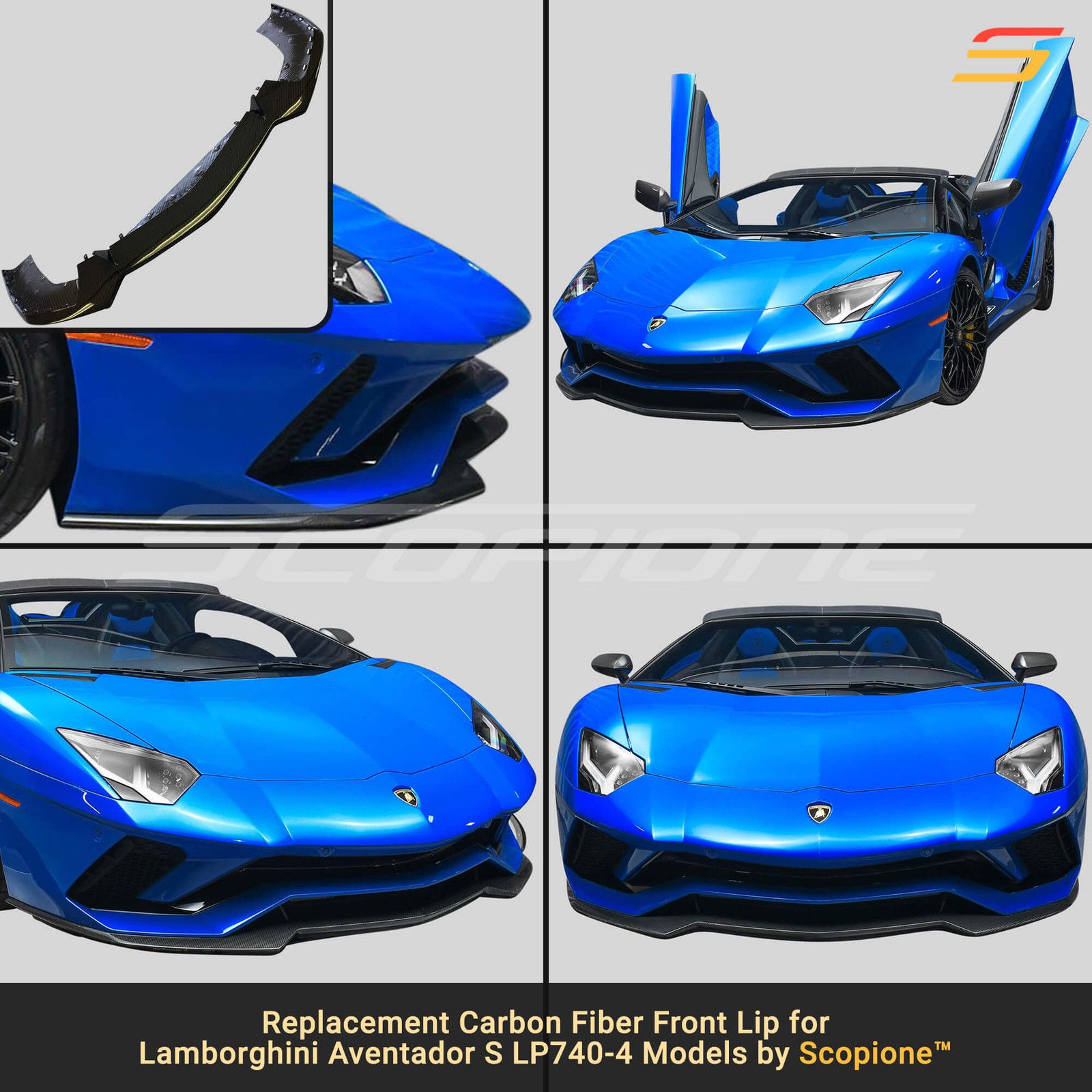 Scopione Carbon Fiber Front Lip Spoiler for Lamborghini 18-21 Aventador S LP740
