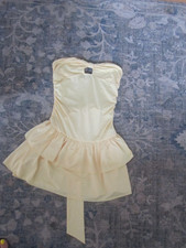 shein lemon stretchy strapless bow back dress M