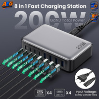 LadegeräT 200W USB-C 8-Port SchnellladegeräT Gan Iii Pd 65W FüR Macbook Iphone