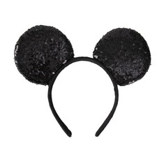Black Mouse Ears Headband with Sequins Festival Party Decoration Groom Ears H...