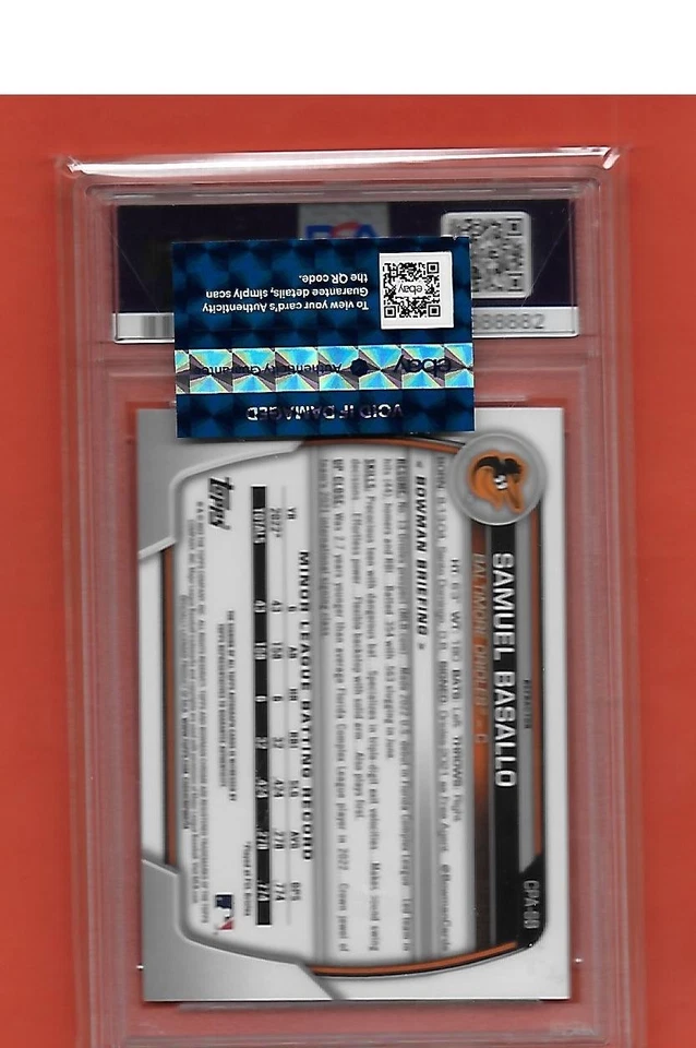 Samuel Basallo 2023 BOWMAN CHROME Ref. Auto #475/499 PSA 10 Gem Mint  REFRACTOR - Image 2 of 2