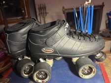 Riedell Carrera Quad Roller Skates Black Vinyl Men's Size 7  105B 2 