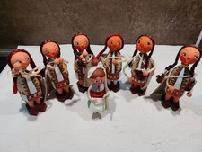 Lotto 7 Bamboline Vintage Artigianali In Legno,Costumi Tradizionali Est Europa