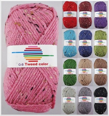 50g G-B Tweed Color Schnellstrickgarn Wolle zum Stricken Häkeln GP 45,80 /1kg