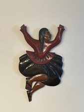 VTG Mid Century Carved Wood Wall Art Native American Indigenous Folk Dancer 3D