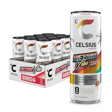 CELSIUS RETRO VIBE Sherbet Slush, Sugar Free Energy Drink, 12 Fl Oz (Pack of 12)