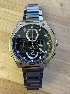 Bulova Precisionist 46mm Chronograph Date 300m Blue Dial Stainless Steel