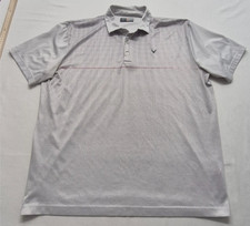 Callaway Opti-dri men's white golf polo gray/red polka-dot design XL logo