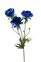 Artplants Kunstzweig Anemone Sugol, Blau, 75Cm