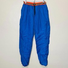 Blue and Orange Vintage 80s Swishy Windbreaker Pants with Pockets