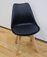 2 Stück Esszimmerstuhl Wohnzimmerstuhl Stuhl Massivholz Buche Gepolstert Schwarz