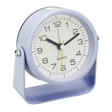 3.4" Small Analog Alarm Clock, Adjustable Angle Small Desk Clock, Light Purple