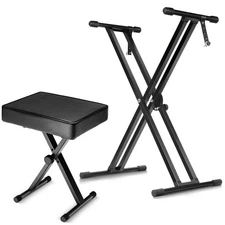 5 Core Keyboard Stand Piano Bench Set Adjustable Key Board Stands w Stool
