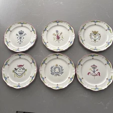 Saint Amand French Revolution A Ca Ira Coats of Arms 8” Plates Set of 6 Vintage 