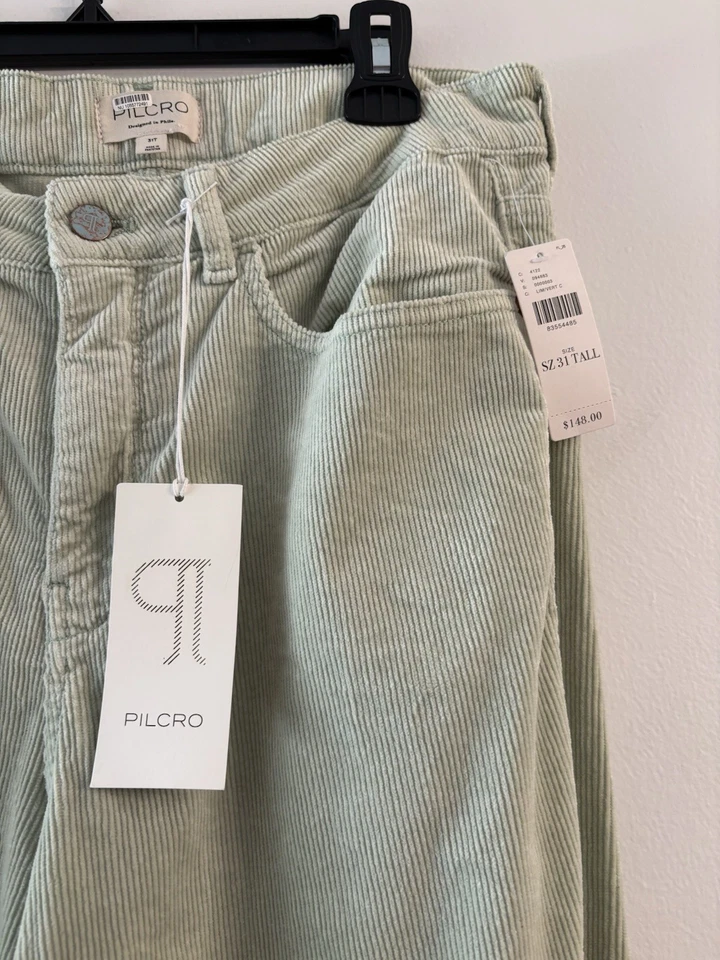 Nuevos Pantalones Cordoroy Pilcro Anthropologie Yaya Verde Menta 31T Pierna Ancha Foto 3 de 4