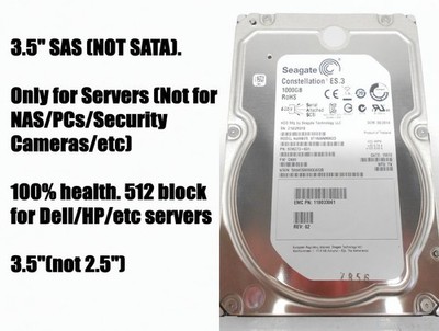 Seagate 1TB 6G SAS 3.5'' Server Hard Drive ST1000NM0023 Dell HP Supermicro 512B