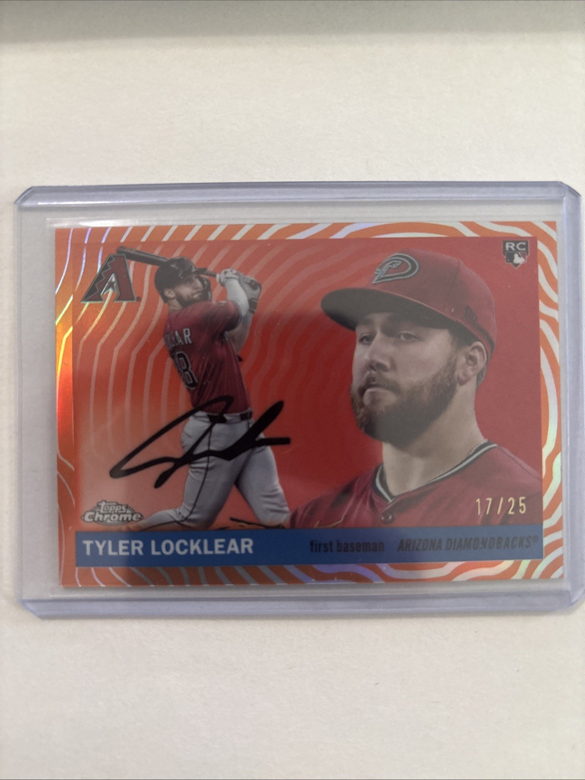 2025 Topps Chrome Platinum Tyler Locklear Orange Vibrations Refractor RC /25