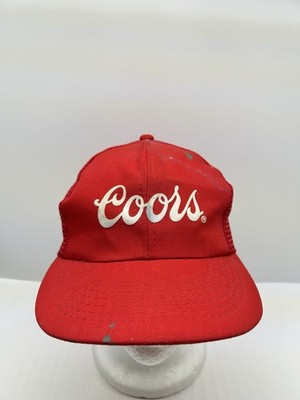 Vintage Coors Red Paint Spattered Snapback Trucker Style Hat OSFA