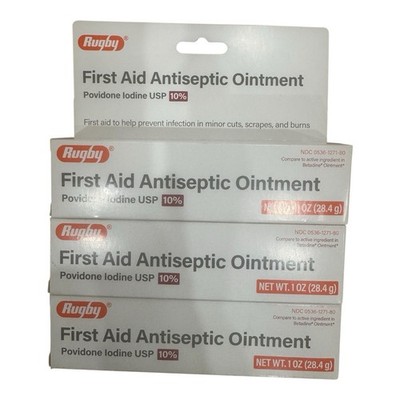 Rugby Povidone Iodine OINTMENT 10% 1oz ( 3 pack ) NEW LOOK --