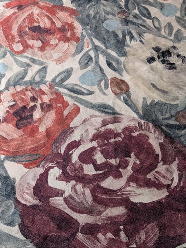 Ruggable 6 ft round rug cover flatwoven Camellia Currant floral 72” NO PAD