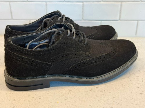 IZOD Men’s Black Faux Suede Oxford Dress Shoes Lace-Up Brogue Round Toe