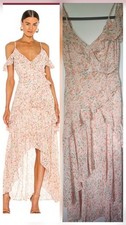 ASTR the Label Pemberly High Low Maxi Dress Peach Orange Floral Size S