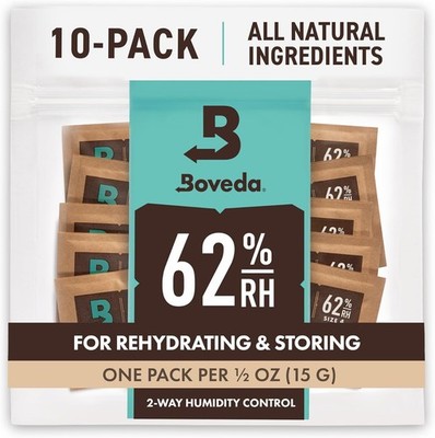 62% Two-Way Humidity Control Packs For Storing ½ oz   Size 4   10 Pack   Moistur